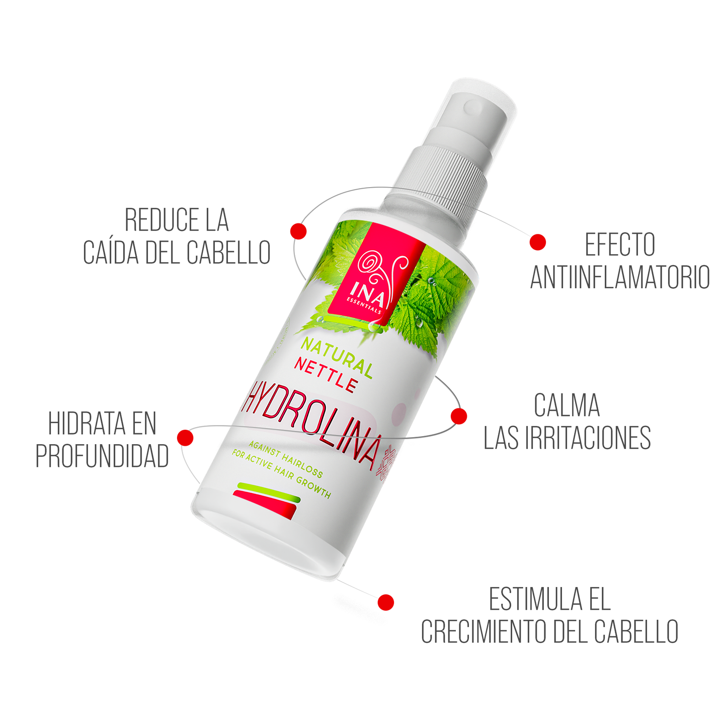Agua de Ortiga Silvestre - Hydrolina - Spray para la Pérdida de Cabello y Cabello Graso