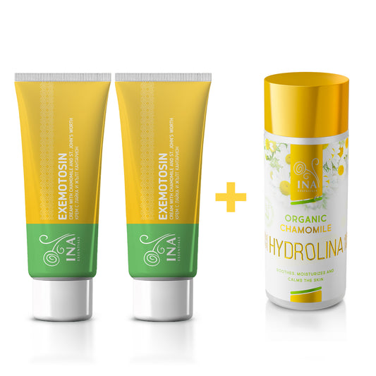 Compra 2 Cremas para Psoriasis, Eczema y Piel Irritada, recibe 1 Agua de Manzanilla Orgánica gratis