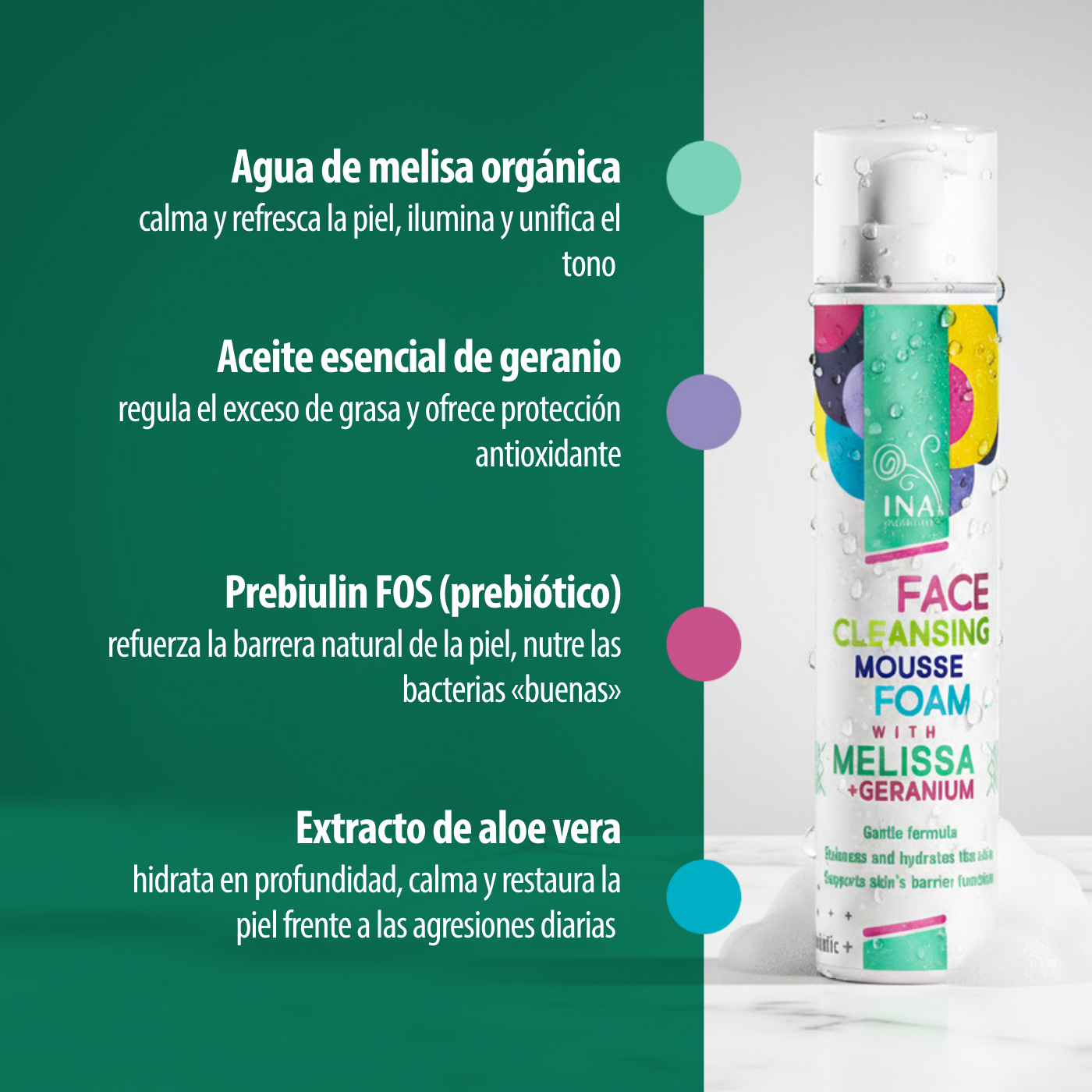 ACCESO ESPECIAL Espuma Limpiadora Natural para el Rostro con Melisa y Geranio - para todo tipo de pieles