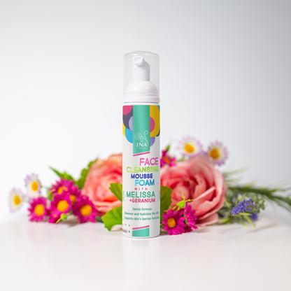 Espuma Limpiadora Natural para el Rostro con Melisa y Geranio - para todo tipo de pieles