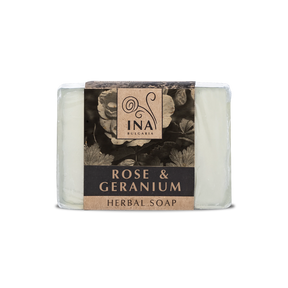 Jabón Natural de Hierbas con Aceite de Rosa Damascena y Geranio - acción nutritiva