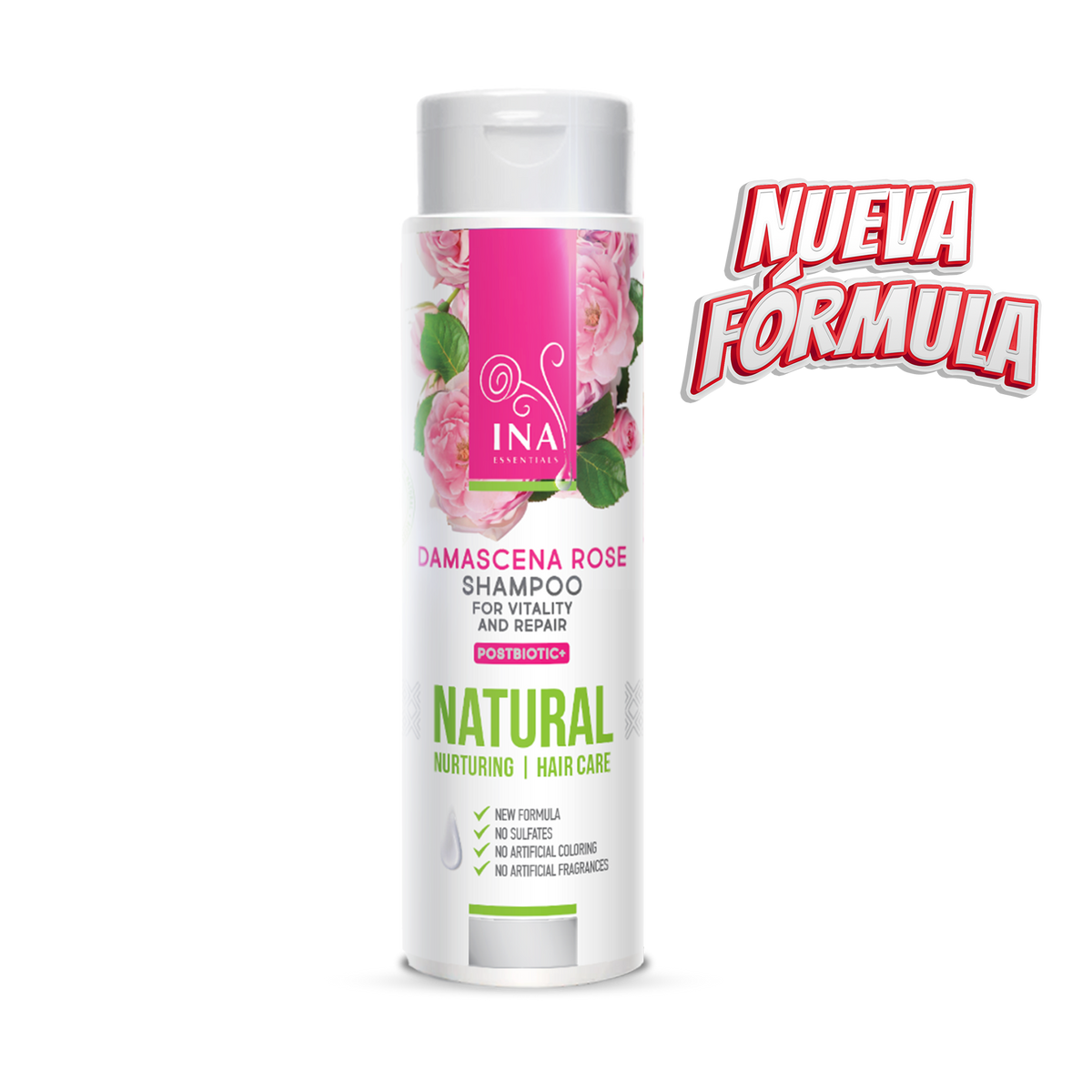 Champú natural de rosas para cabello seco y dañado (200 ml) - con aceite de rosa orgánico