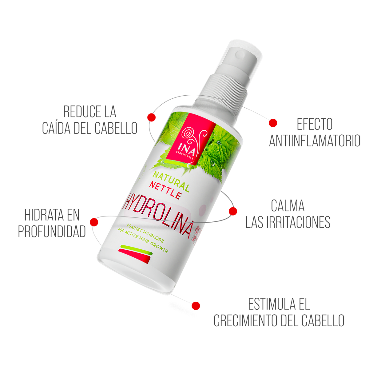 Agua de Ortiga Silvestre - Hydrolina - Spray para la Pérdida de Cabello y Cabello Graso