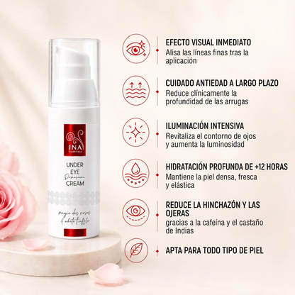 Crema Contorno de Ojos Premium Antiedad con Rosa - Compre 2, Llévese 1 Gratis