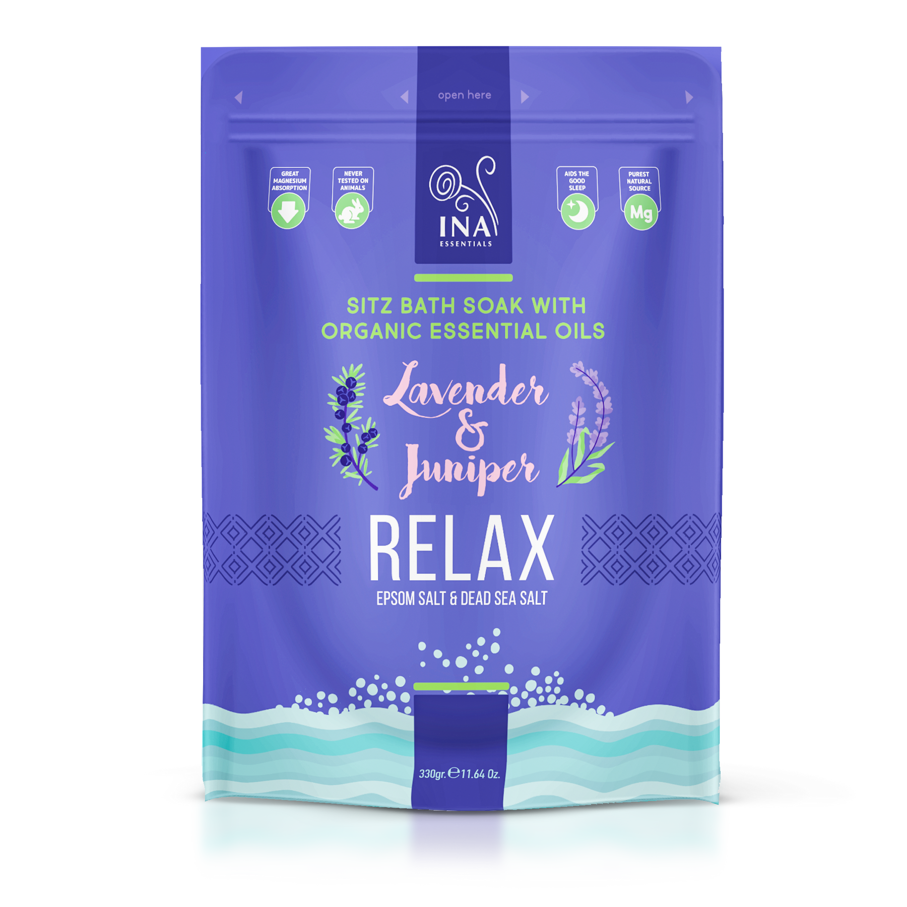 Relax - Sales de Baño con Lavanda y Enebro para Relajación y Alivio del Estrés