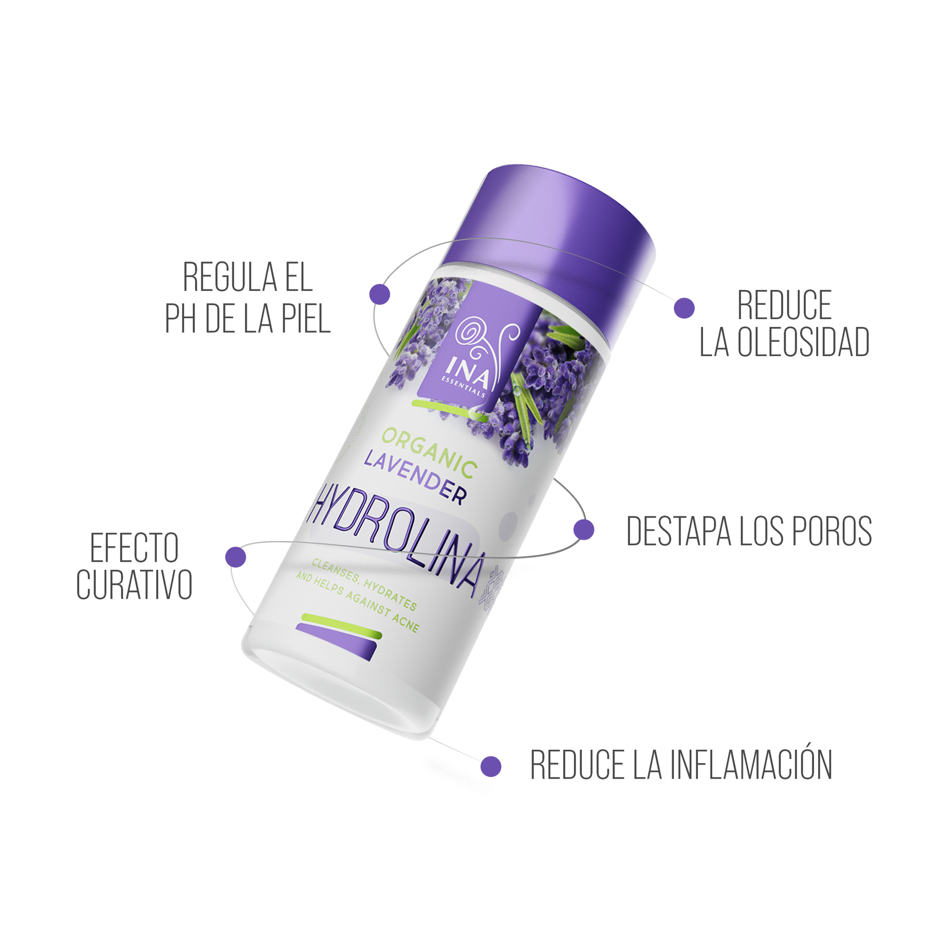 Agua de Lavanda Orgánica - Hydrolina para el Acné - Hidrolato de Lavanda